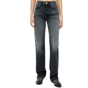 Re/Done High Rise Loose Straight Leg Jeans Women's Size 25 Black 90's Inspired